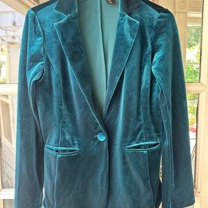 Tahari Teal Velvet Blazer